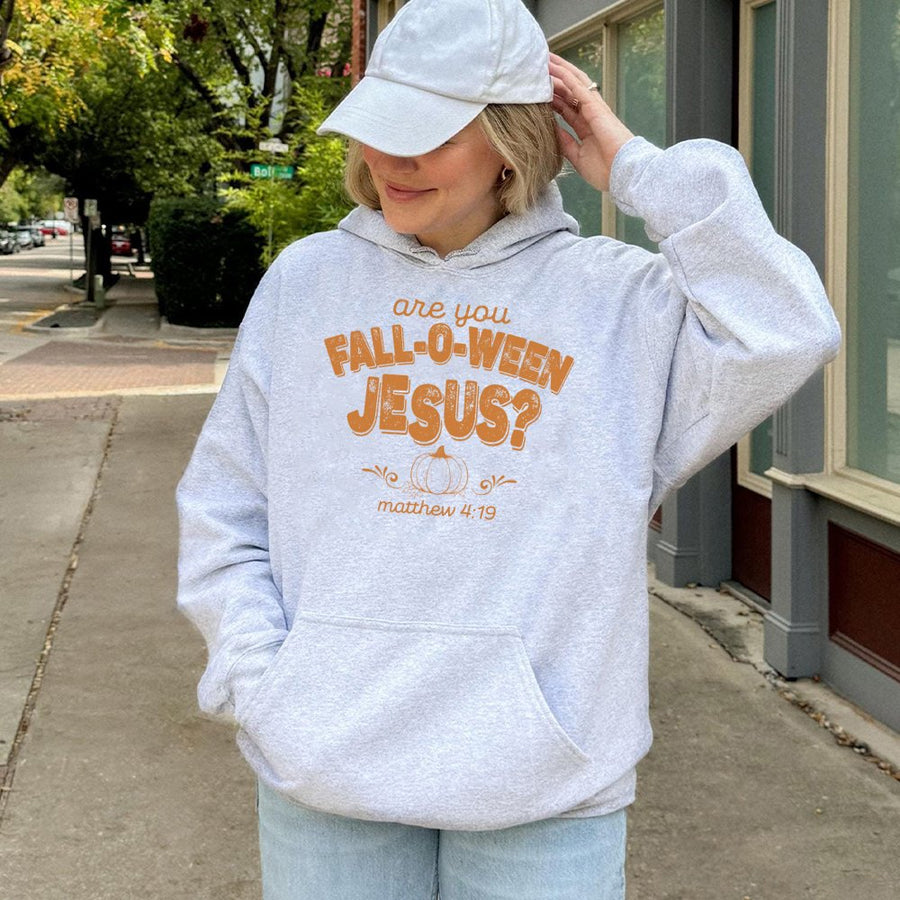 Fall-O-Ween Jesus Hoodie | Christian Pumpkin Graphic Sweatshirt | Cotton Blend Cozy Apparel | Fall Religious Gift for Men and Women
