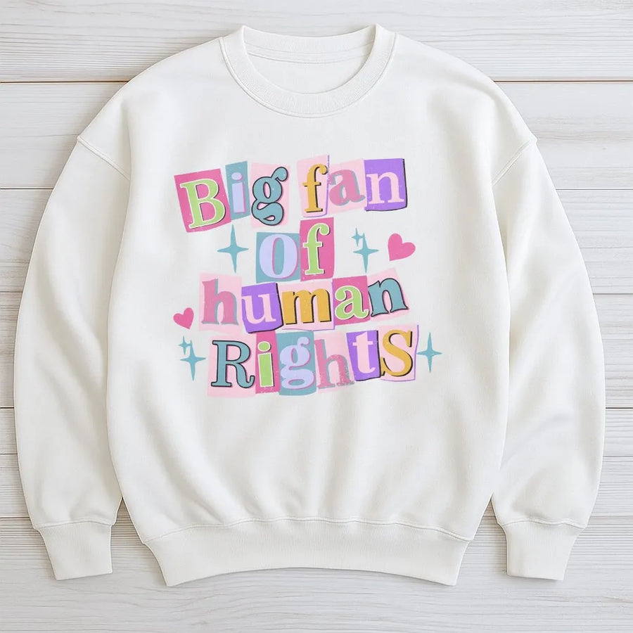 Human Rights Sweatshirt | Colorful Retro Social Justice Graphic | Premium Cotton Blend | Feminist Activist Gift
