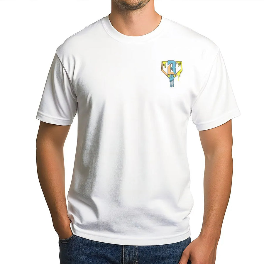 Abstract Paint Drip T-Shirt | Minimalist Geometric Chest Logo Pullover | Premium Soft Cotton Blend | Unisex Modern Streetwear Gift