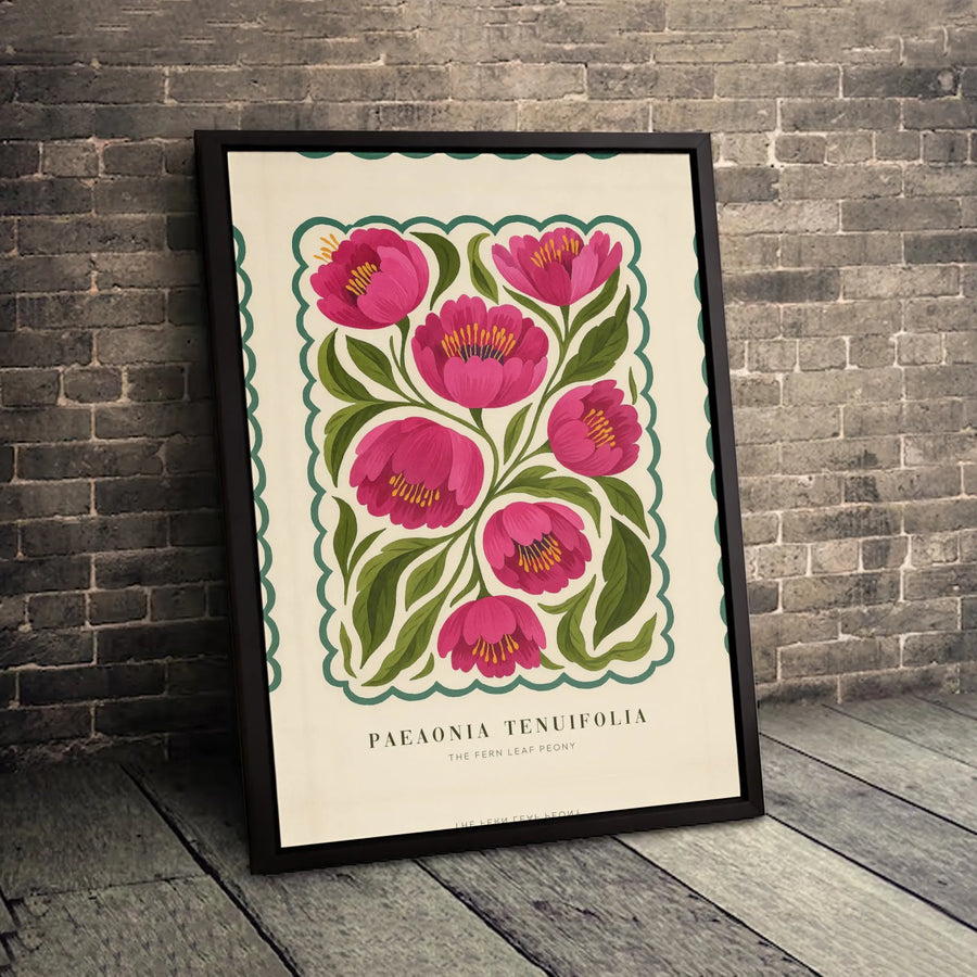 Paeonia Tenuifolia Flower Canvas Art | Botanical Fern Leaf Peony Print | Premium Gallery Wrap Wall Decor | Floral Gift for Garden Lovers