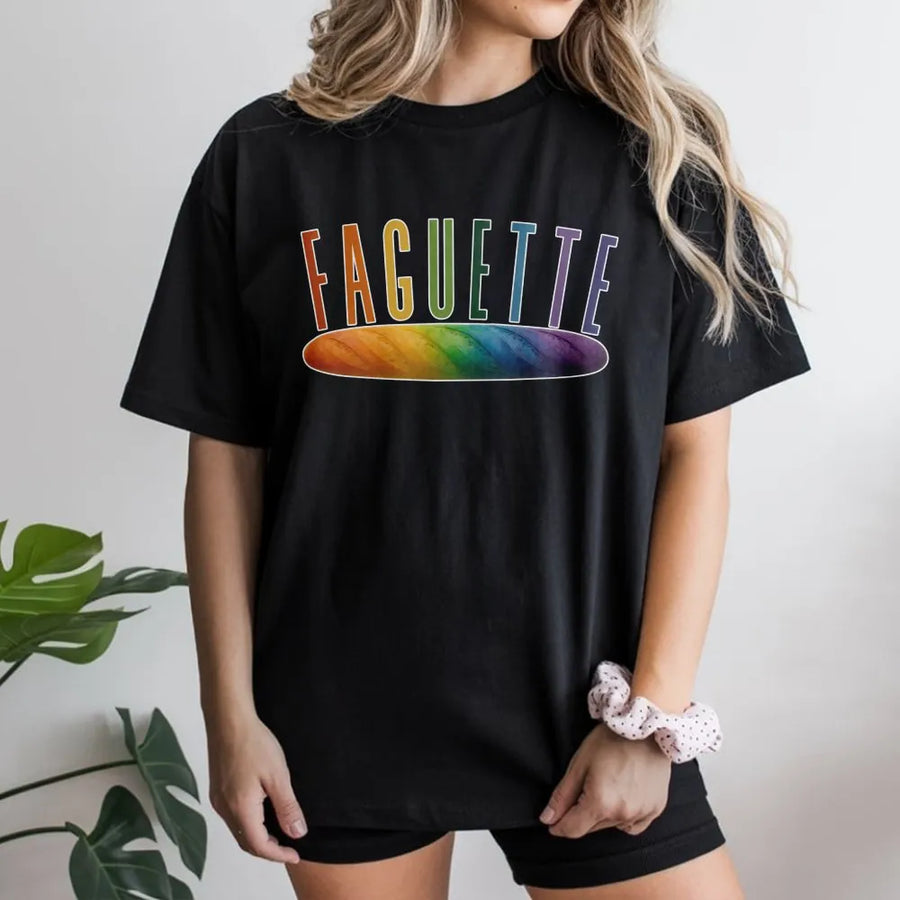Faguette LGBT Pride T-Shirt | Funny French Baguette Pun | Premium Cotton Blend | Unisex Pride Month Parade Gift