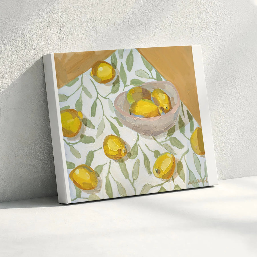Lemon Still Life Canvas Print | Impressionist Fruit Painting Wall Art | Premium Thick Gallery Wrap | Rustic Farmhouse Kitchen Decor Gift