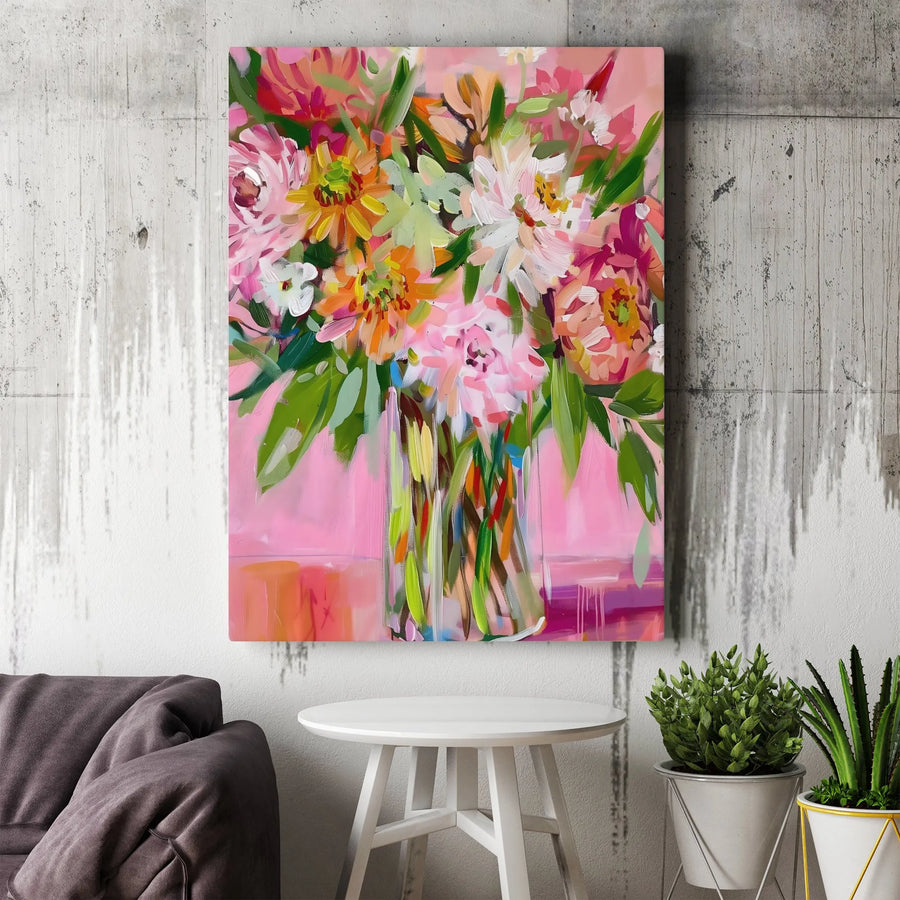 Abstract Floral Canvas Wall Art | Vibrant Impressionist Painting Print | Premium Gallery Quality | Living Room & Bedroom Decor Gift