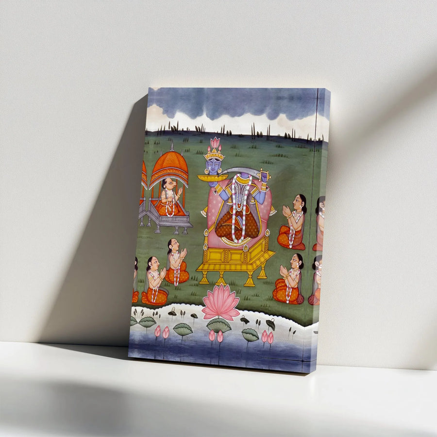 Vintage Hindu Mythology Canvas | Indian Goddess Chhinnamasta Art | Premium 1.25" Thick Gallery Wrap | Spiritual Collector's Wall Decor