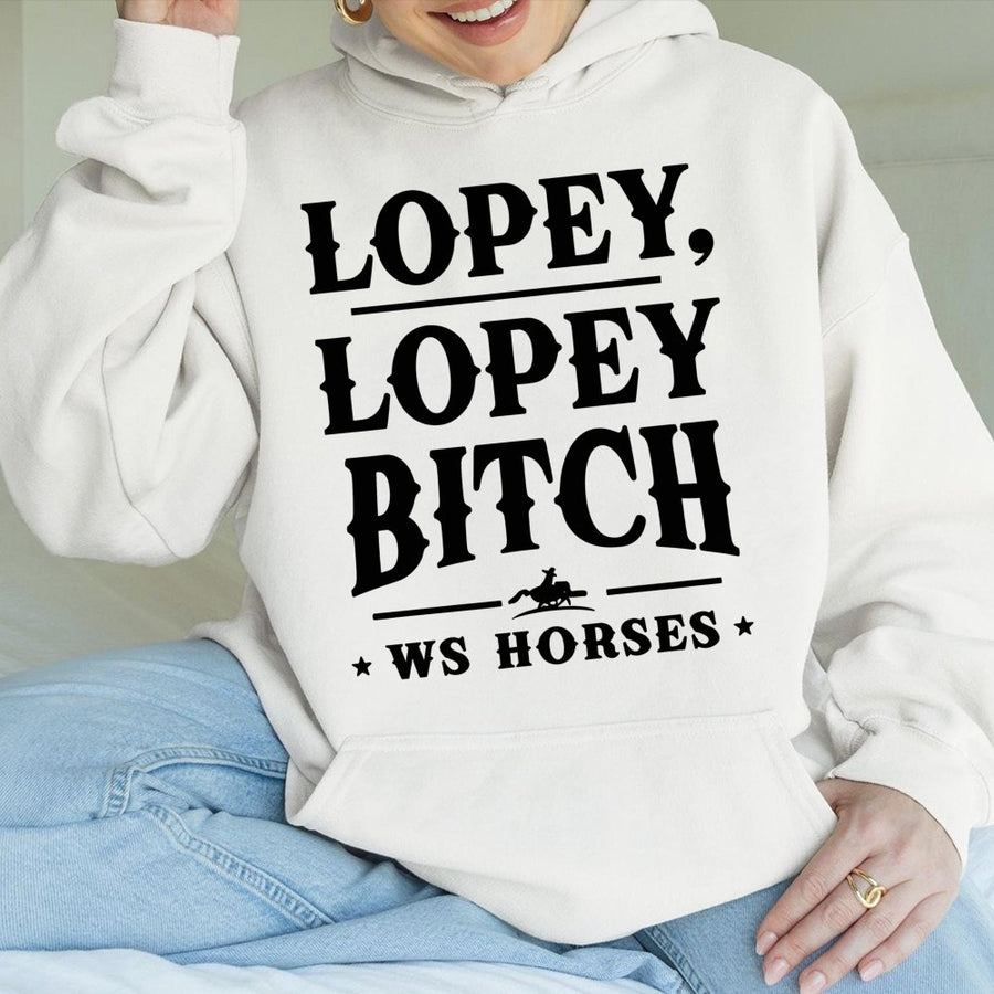 Lopey Lopey Bitch Hoodie | Western Horse Riding Graphic | Premium Cotton Blend | Gift For Cowgirl Equestrian