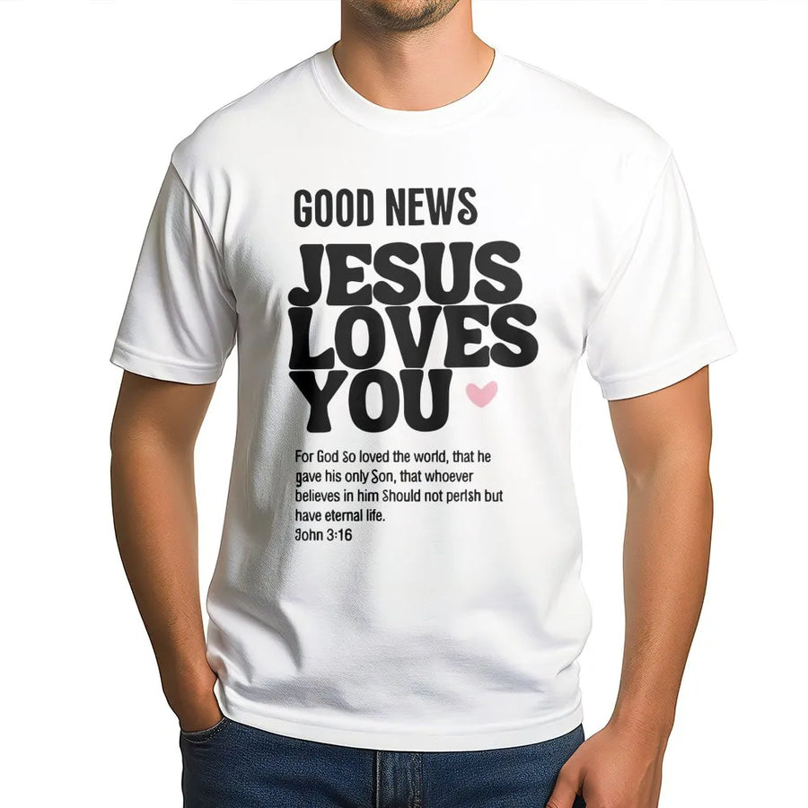Jesus Loves You T-Shirt | John 3:16 Bible Verse Graphic | Premium Cotton Religious Apparel | Christian Faith Gift for Believers
