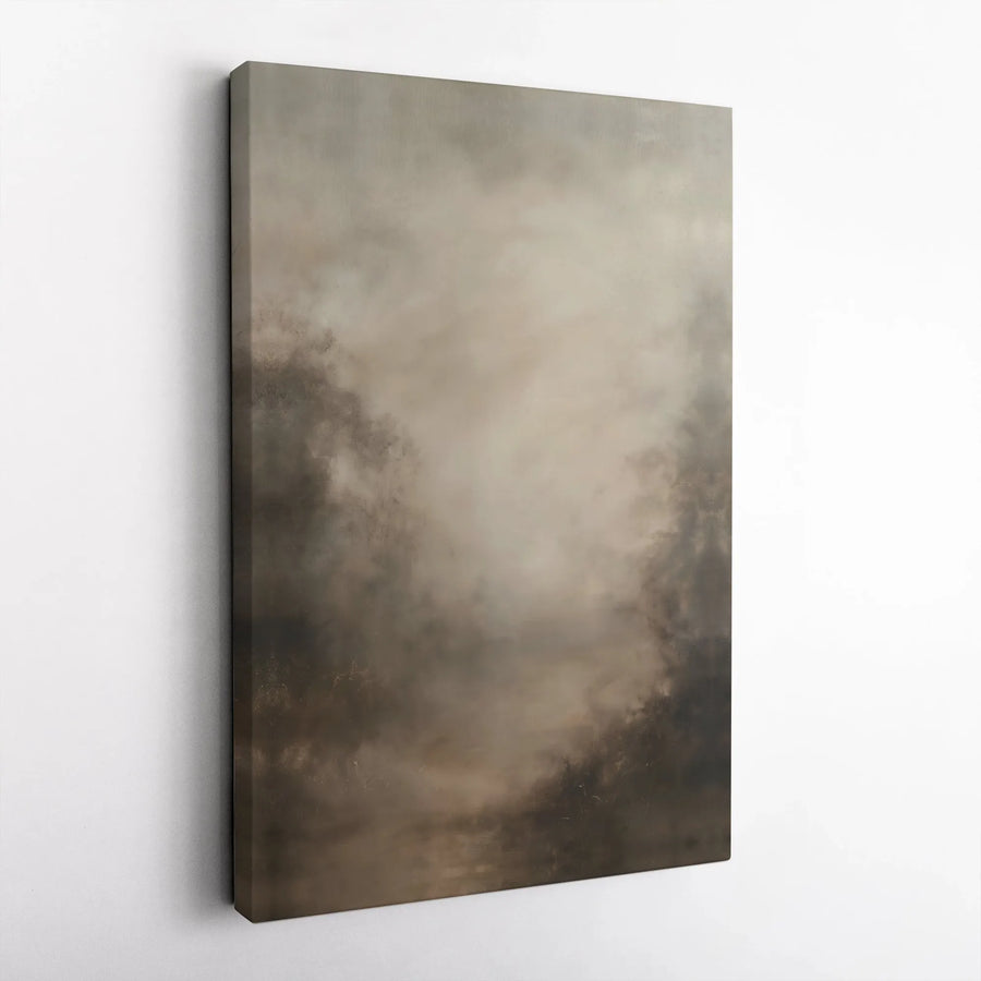 Moody Abstract Landscape Wall Art | Earthy Neutral Tones Minimalist Print | Premium Gallery Wrapped Canvas | Modern Home & Office Decor