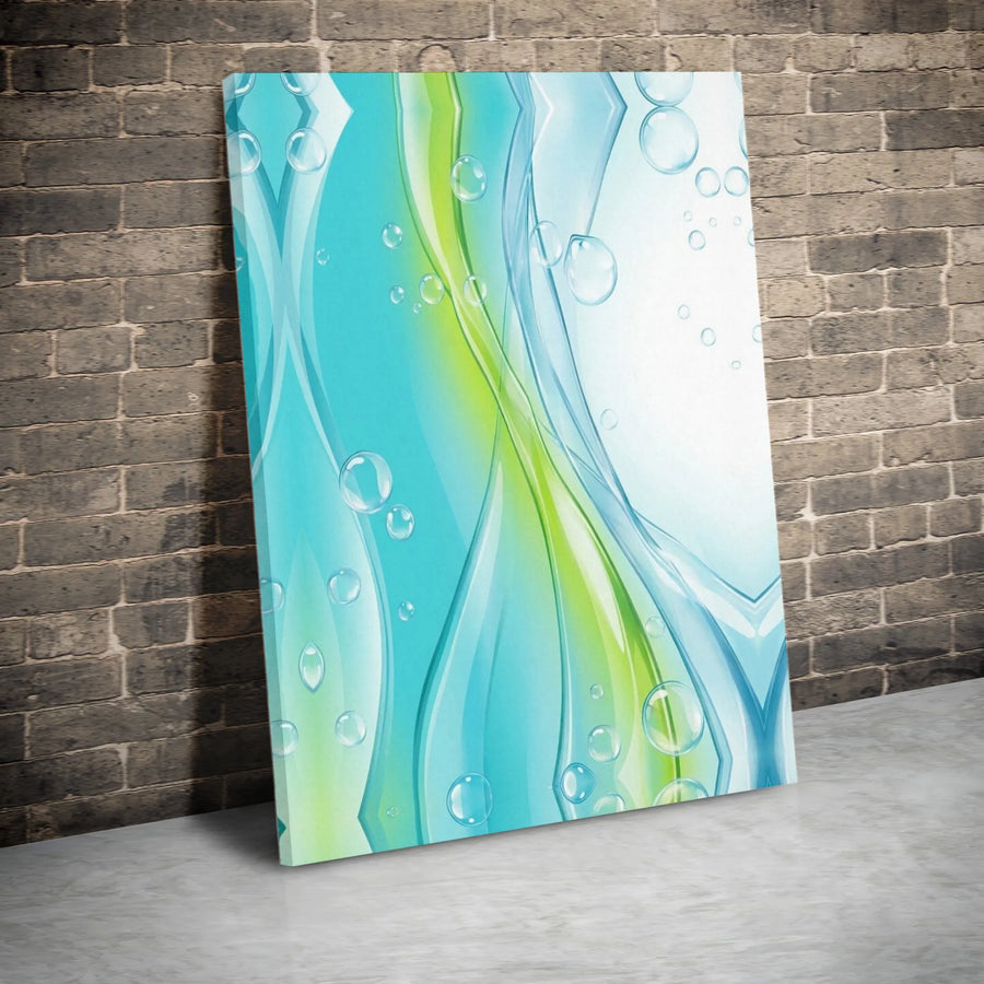 Modern Abstract Canvas Art | Flowing Aqua and Green Liquid Design | Premium Thick Gallery Wrap Print | Contemporary Home & Office Wall Decor