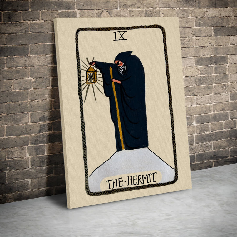 The Hermit Tarot Card Wall Art | Mystical Major Arcana Print | Premium Gallery Wrapped Canvas | Spiritual Home Decor Gift