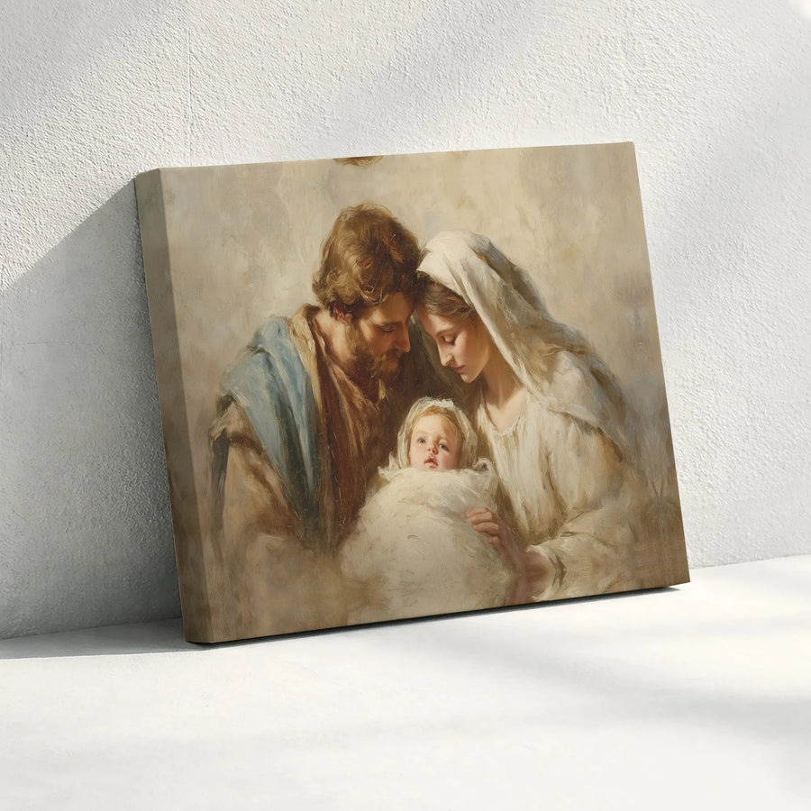 Holy Family Canvas Wall Art | Renaissance Style Nativity Print | Premium Gallery-Wrapped Decor | Christian Religious Gift for Home Office