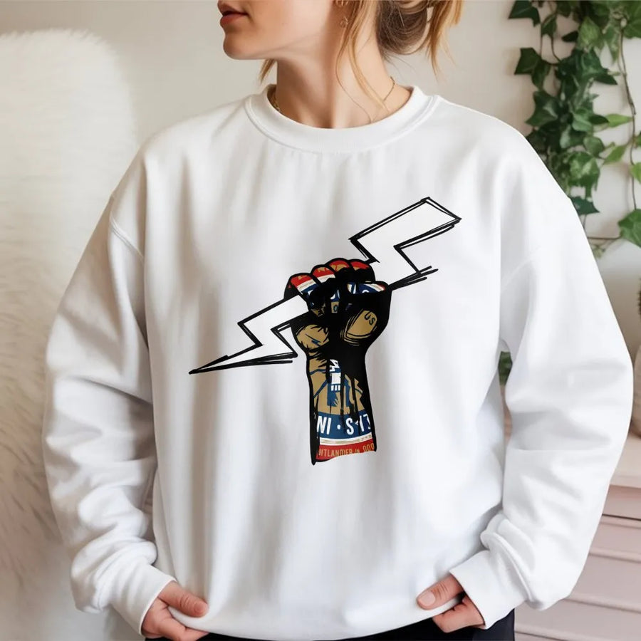 Lineman Lightning Bolt Sweatshirt | Power Line Worker Graphic Design | Premium Cotton Blend Crewneck | Gift for Electricians and Utility Workers