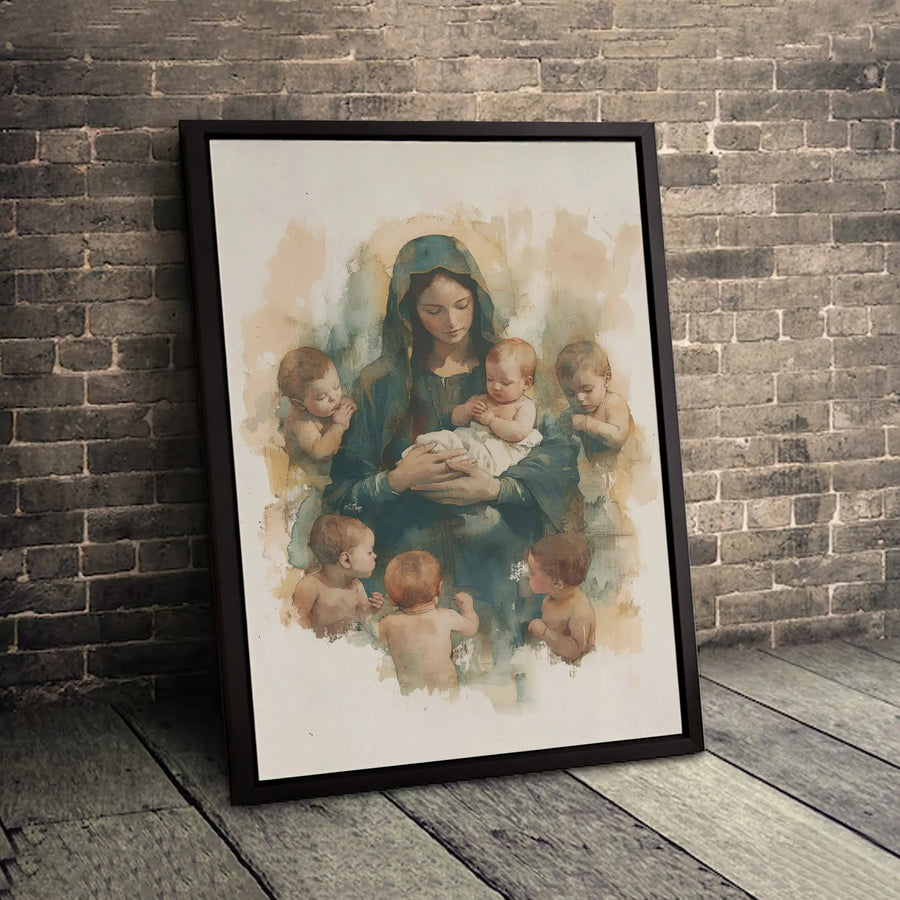 Virgin Mary Canvas Print | Watercolor Religious Wall Art | Premium Gallery Wrapped Canvas | Christian Home Decor Gift for Mothers
