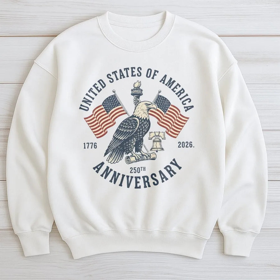 USA 250th Anniversary Sweatshirt | Vintage Patriotic Eagle 1776-2026 Graphic | Premium Cotton Blend | Commemorative 4th of July Gift for Patriots