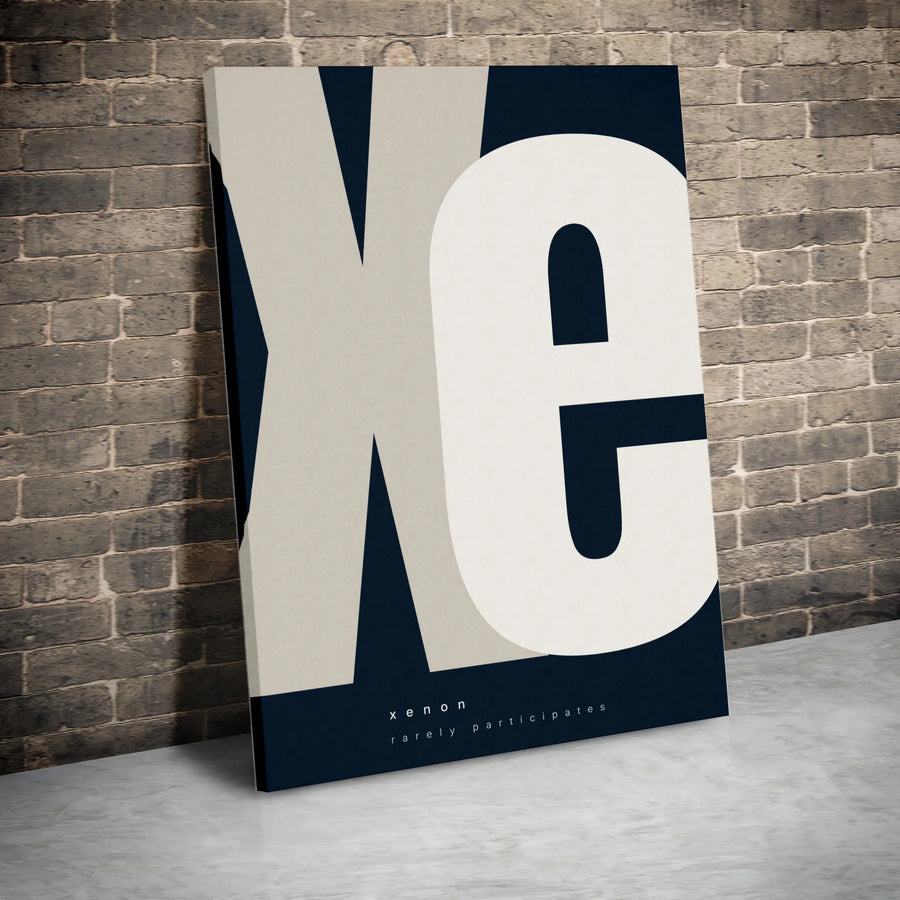 Xenon Element Vertical Canvas | Modern Typography Periodic Table Art | Premium Thick Gallery Wrap | Collector's Science Gift for Chemist or Teacher