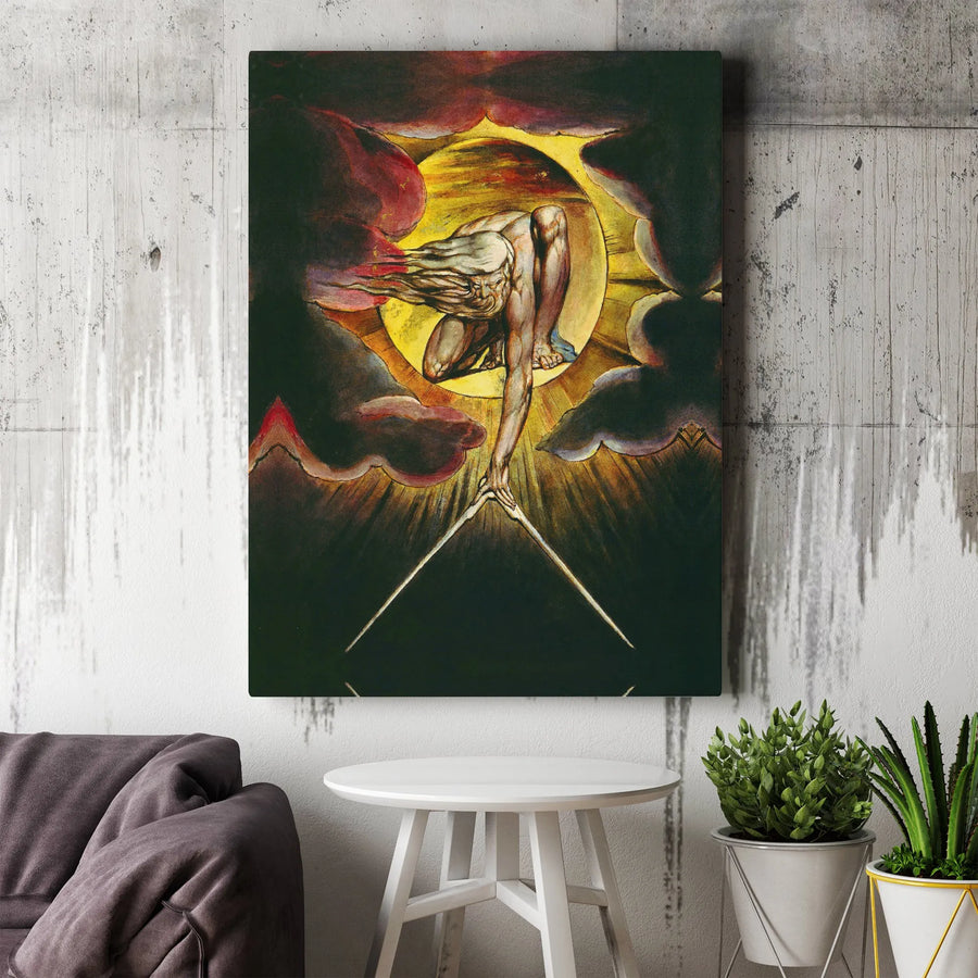 The Ancient Of Days Canvas | William Blake Fine Art Print | 1.25 Inch Gallery Wrap | Museum Quality Romanticism Decor For Library Or Office