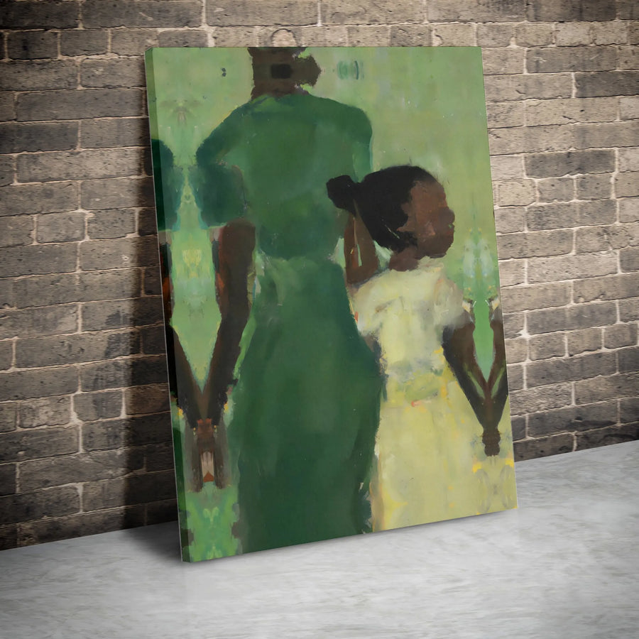 Black Mother and Daughter Canvas Print | Abstract Heartwarming Family Wall Art | Gallery Quality 1.25-inch Profile | Meaningful Home Decor Gift