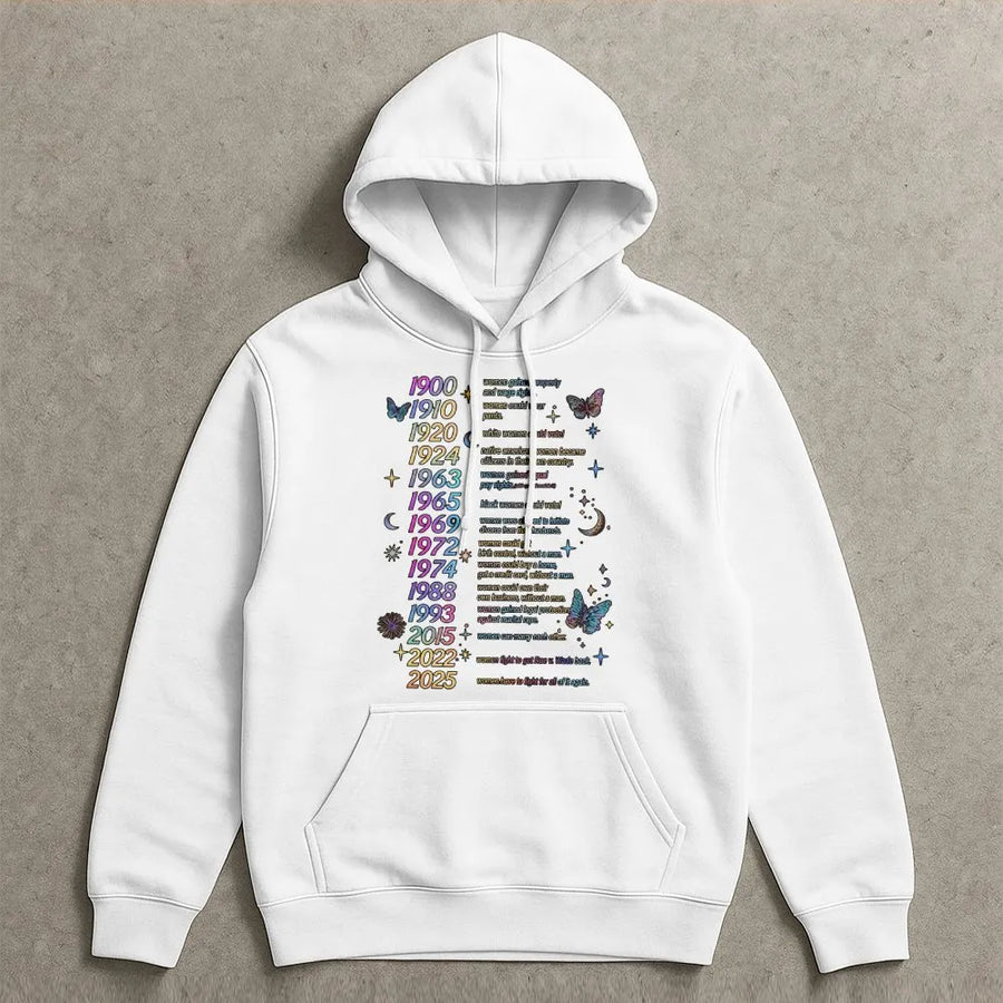 Women's Rights Timeline Hoodie | Historical Milestones Graphic | Premium Unisex Crewneck | Feminist Activist Gift