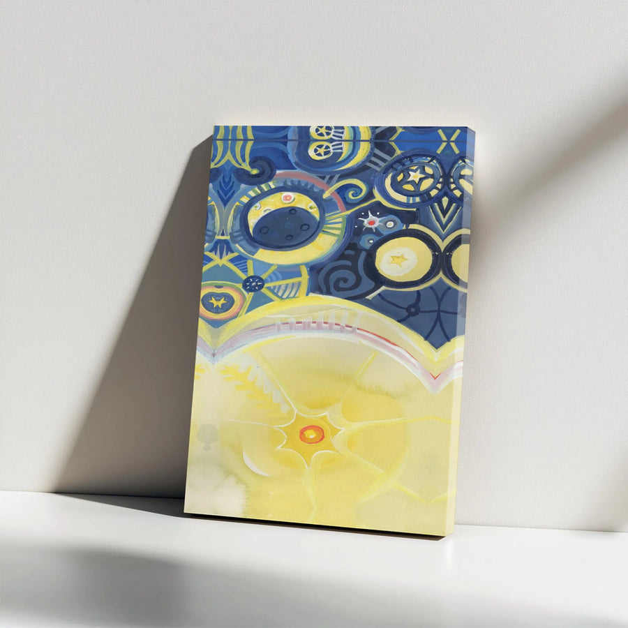Abstract Celestial Canvas Wall Art | Sun Moon and Stars Cosmic Design | 1.25" Gallery Wrap Premium Print | Boho Home Decor for Living Room Bedroom