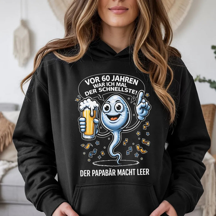 60 Geburtstag Hoodie für Männer | Lustiger Bier Spruch "Vor 60 Jahren Schnellste" | Premium Baumwoll-Mix Pullover | Witziges Geschenk für Papa