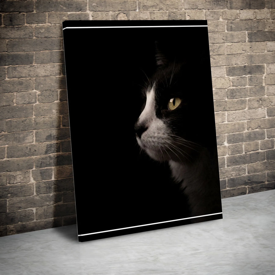 Black Cat Canvas Wall Art | Dramatic Minimalist Pet Portrait | Premium Gallery Quality Print | Unique Gift for Cat Lover, Modern Home Decor