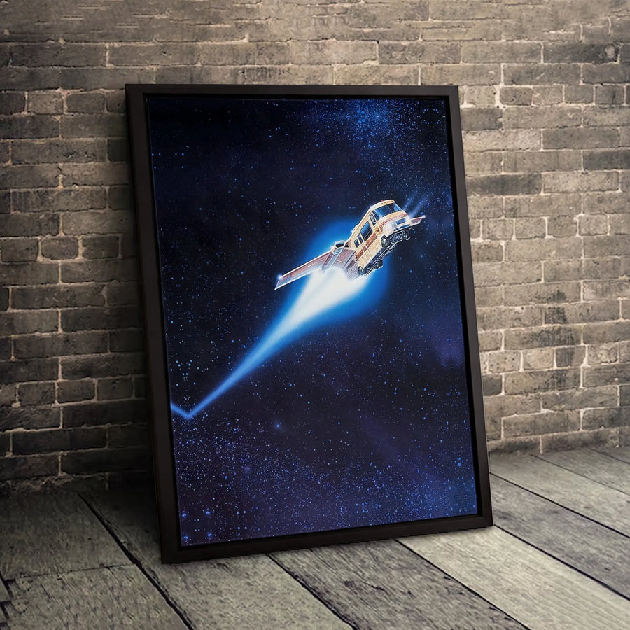 Space RV Flying Spaceship Canvas Art | Retro Sci-Fi Comedy Movie Poster | Premium 1.25 Inch Gallery Wrap | Unique Gift for 80s Cinema Fans