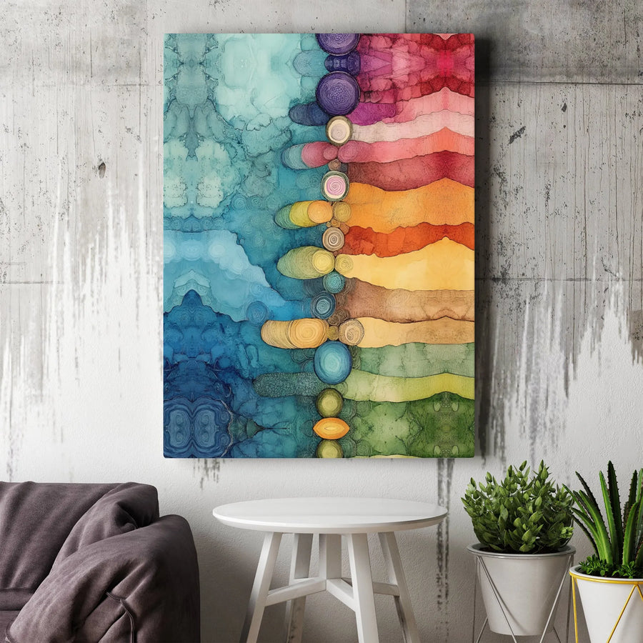 Abstract Canvas Wall Art | Colorful Symmetrical Ink Flow Print | Thick Gallery Wrapped Canvas | Premium Modern Living Room & Office Decor