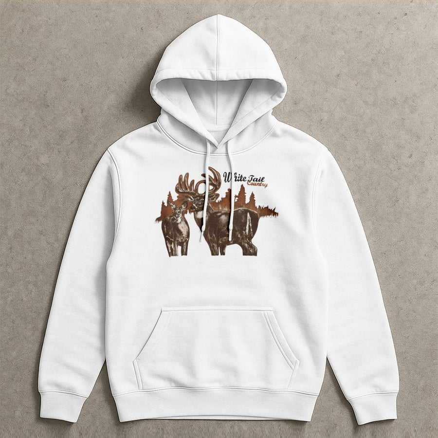 Whitetail Deer Hoodie | Buck and Doe Nature Graphic | Premium Cotton Blend | Gift for Hunter and Wildlife Lover
