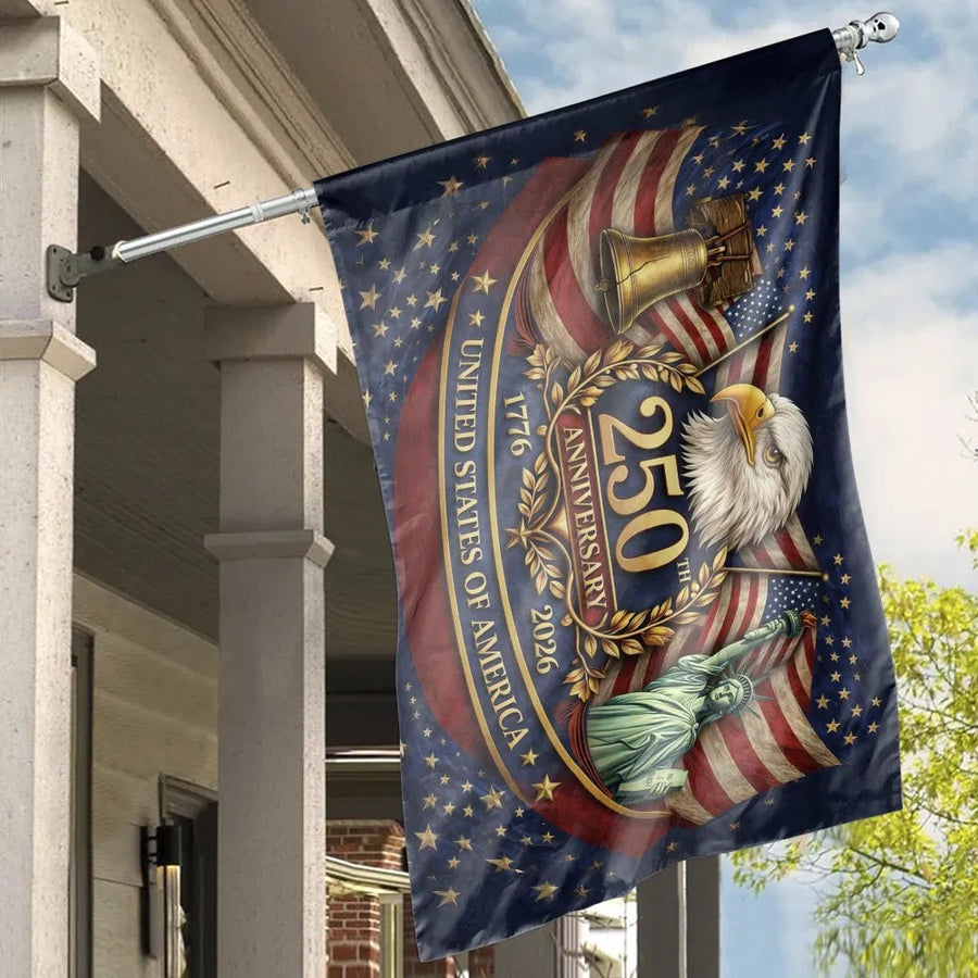 USA 250th Anniversary House Flag | 1776-2026 Collector's Design | Double Sided Polyester | Patriotic American Yard Decor Gift