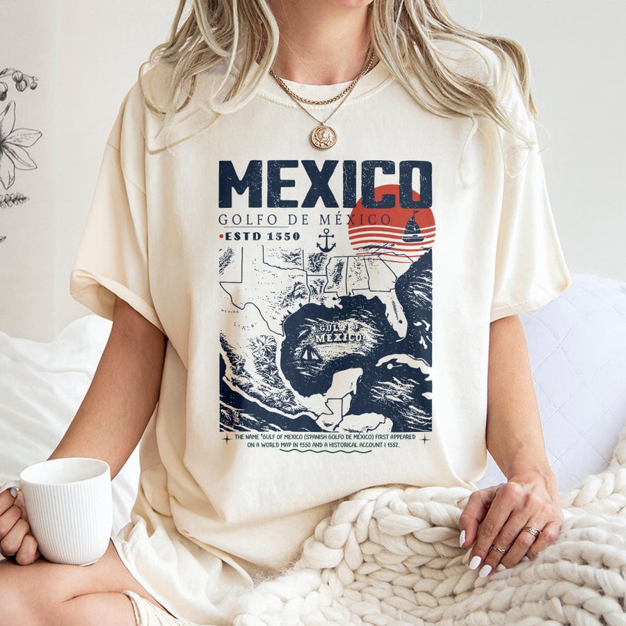 Mexico Map T-Shirt | Golfo De Mexico Historical Cartography | Premium 100% Cotton Tee | Gift for History Buffs and Mexico Travel Lovers