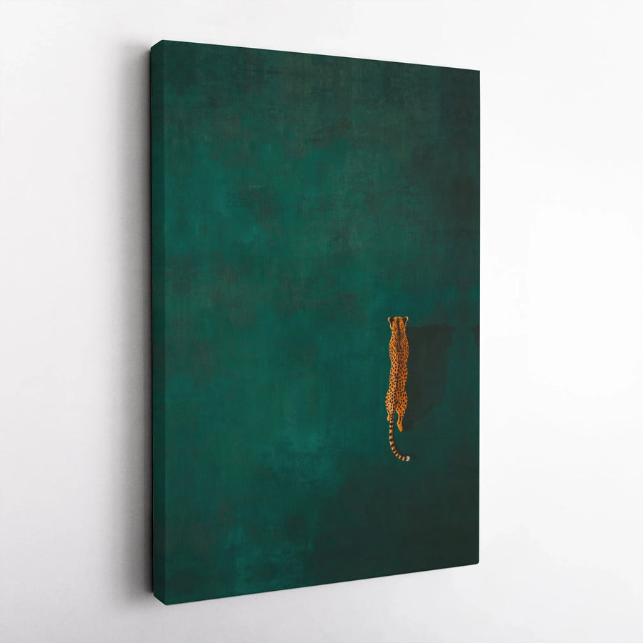 Minimalist Cheetah Canvas Wall Art | Emerald Green Abstract Design | Premium Gallery-Wrapped Print | Modern Home Decor Gift