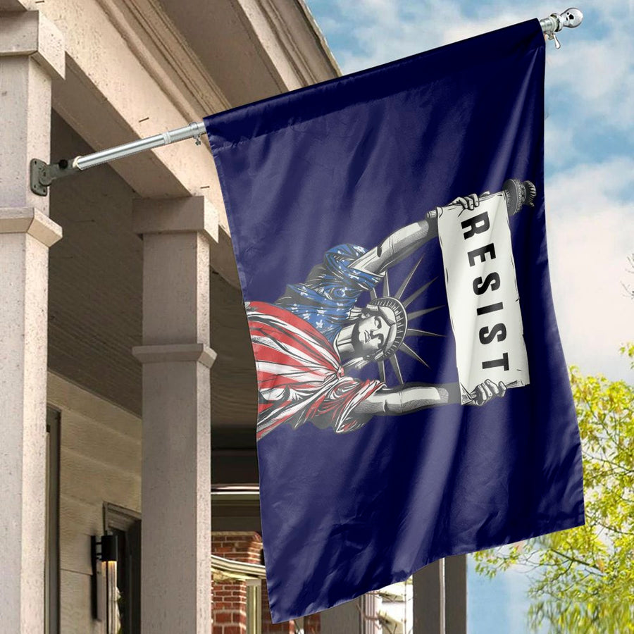 Statue of Liberty Flag | Resist Protest Art Design | Premium Polyester Weather-Resistant Decor | Patriotic Outdoor House Flag