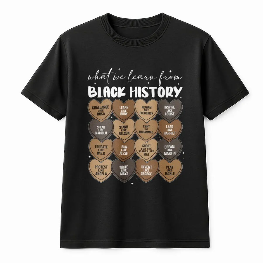 Black History Month T-Shirt | Educational Heart Design | Premium Cotton Unisex Tee | Inspirational Gift for Teachers and Students