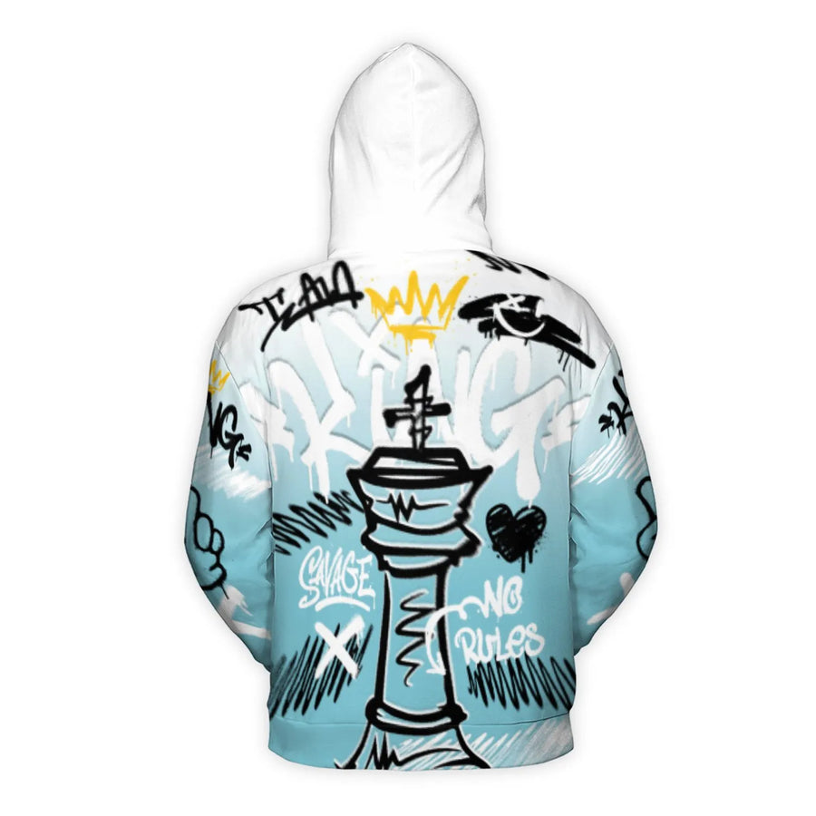 Graffiti Chess King Hoodie | Street Art Urban Chess Piece Graphic | Premium Brushed Fleece Pullover | Unisex Urban Fashion Gift