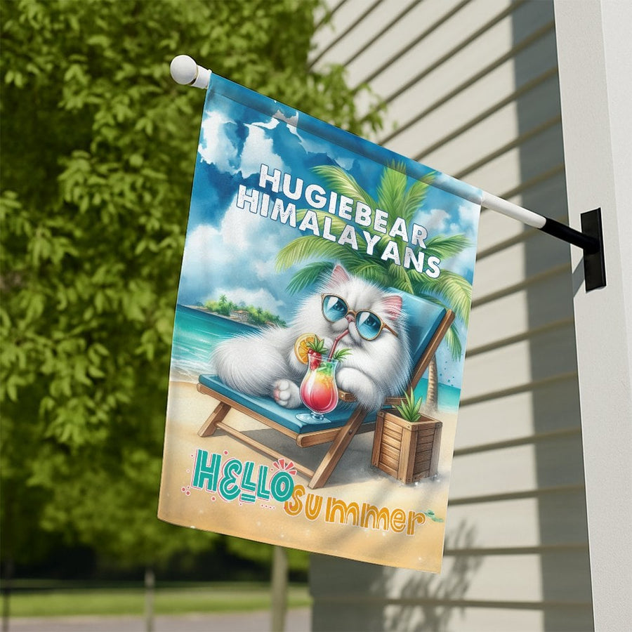 Himalayan Cat Garden Flag | Summer Tropical Beach Decor | UV-Resistant Polyester | Whimsical Pet Lover Gift for Yard and Garden