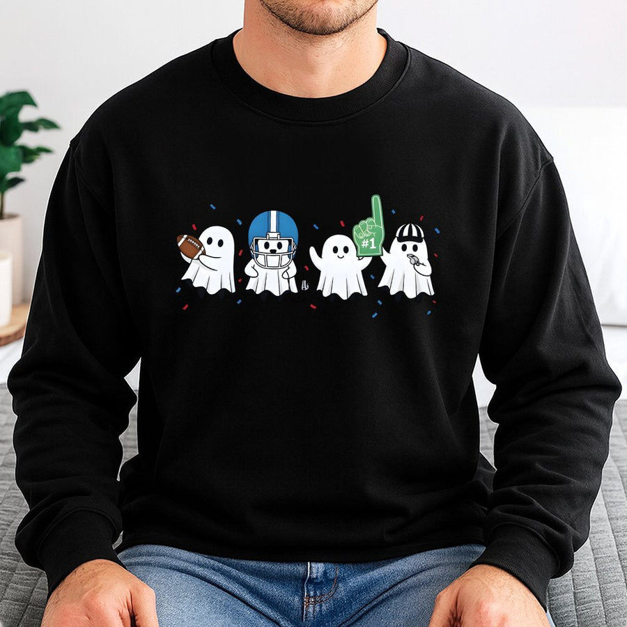 Ghost Football Sweatshirt | Cute Spooky Fall Game Day Graphic | Premium Cotton Blend | Gift for Football Fans and Moms