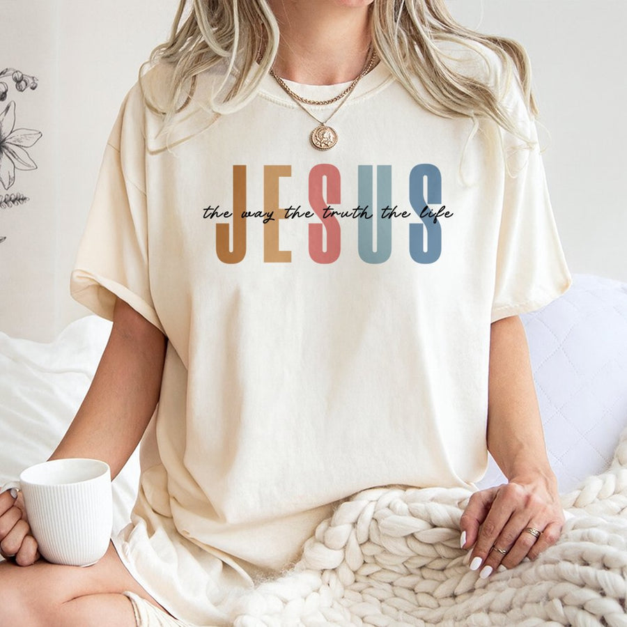 Jesus The Way The Truth The Life T-Shirt | Retro Christian Faith Apparel | 100% Premium Cotton | Faithful Religious Gift For Believers