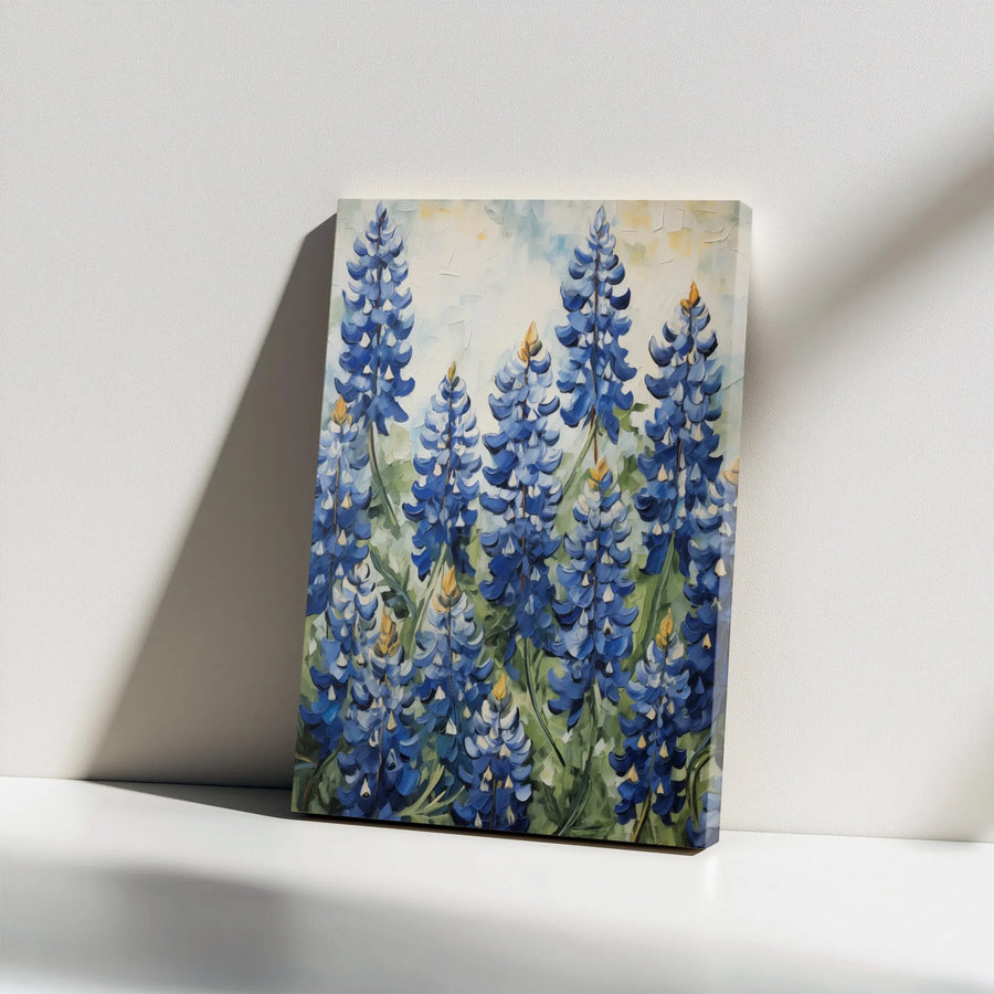 Texas Bluebonnet Canvas Wall Art | Impressionist Wildflower Painting | Premium 1.25" Thick Gallery Wrap | Modern Farmhouse Decor Gift