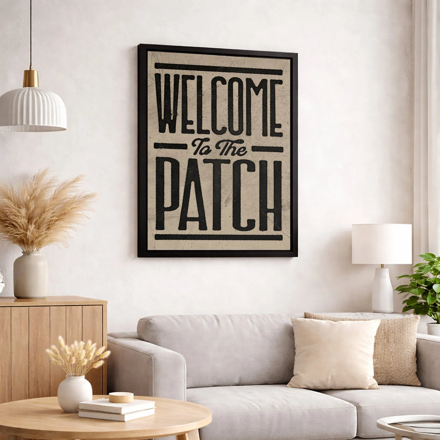 Welcome To The Patch Canvas Wall Art | Rustic Farmhouse Typography Print | Premium 1.25 Inch Gallery Wrap | Fall Home Decor For Pumpkin Lovers