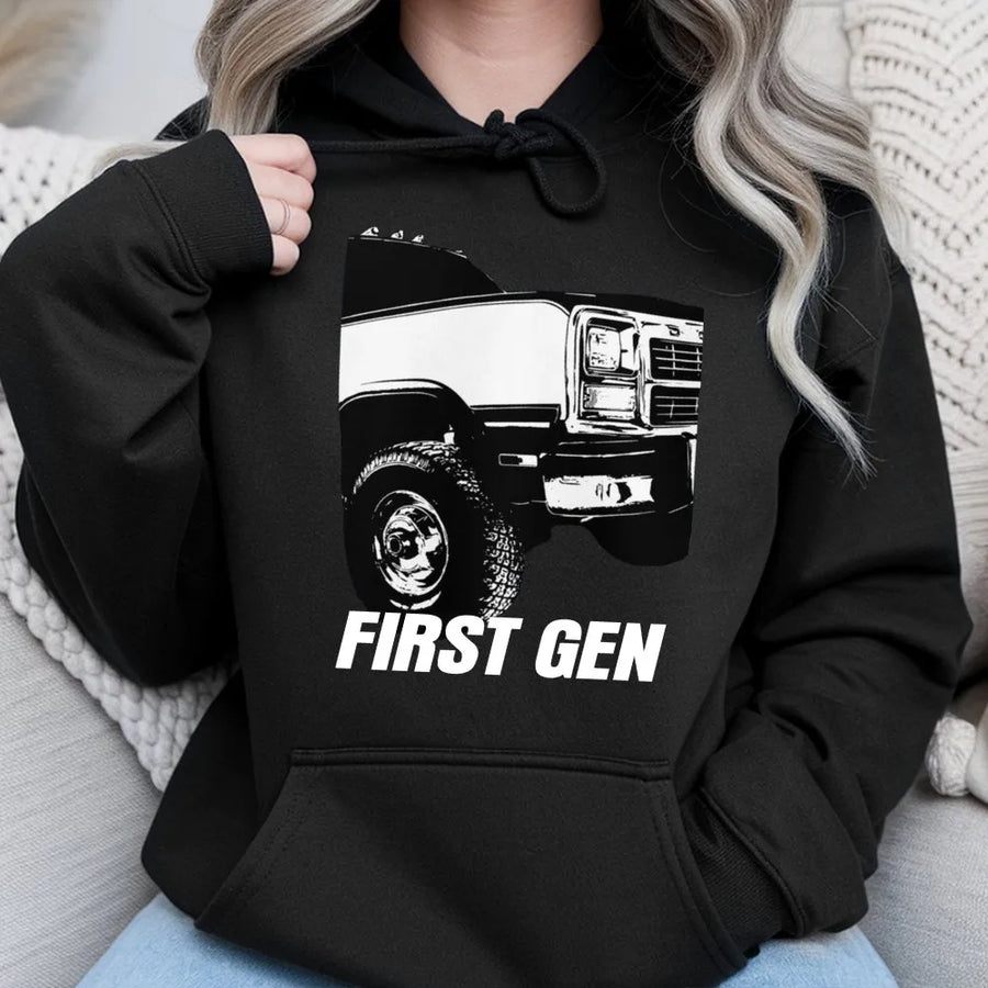First Gen Diesel Hoodie | Classic Truck Graphic Print | Premium Cotton Blend | Gift for Diesel Mechanic and Truck Enthusiasts