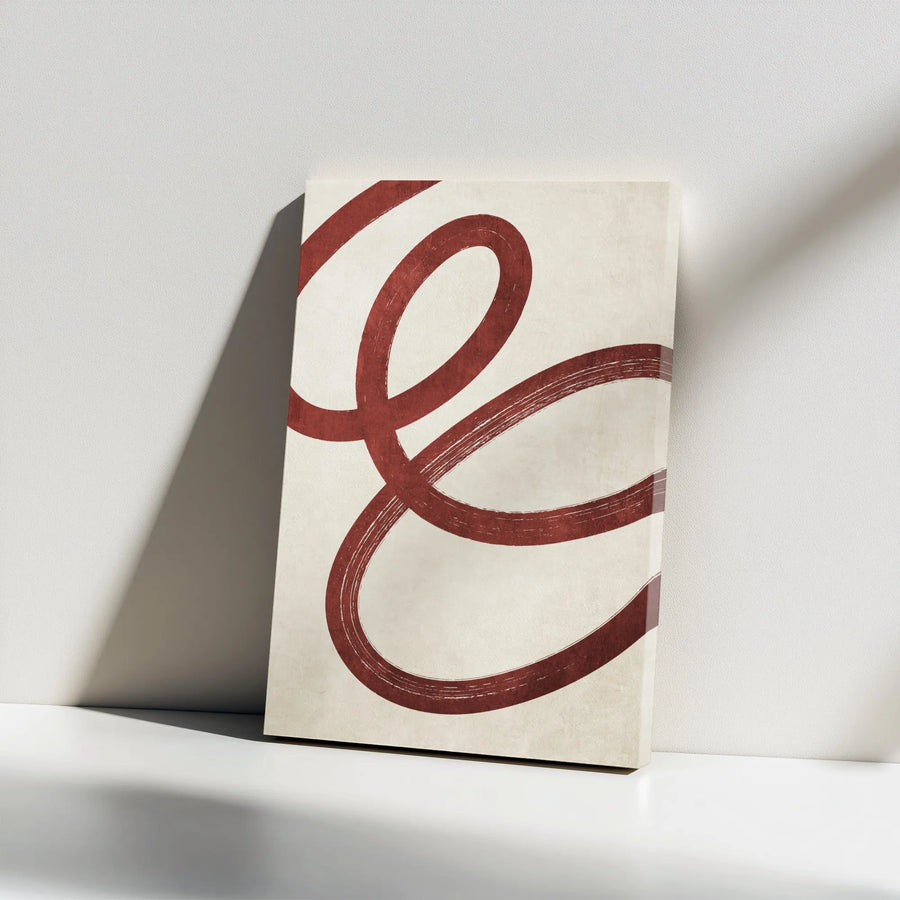 Abstract Zen Brushstroke Canvas | Modern Red Swirl Wall Art | Premium 1.25" Thick Gallery Canvas | Minimalist Home Decor Gift