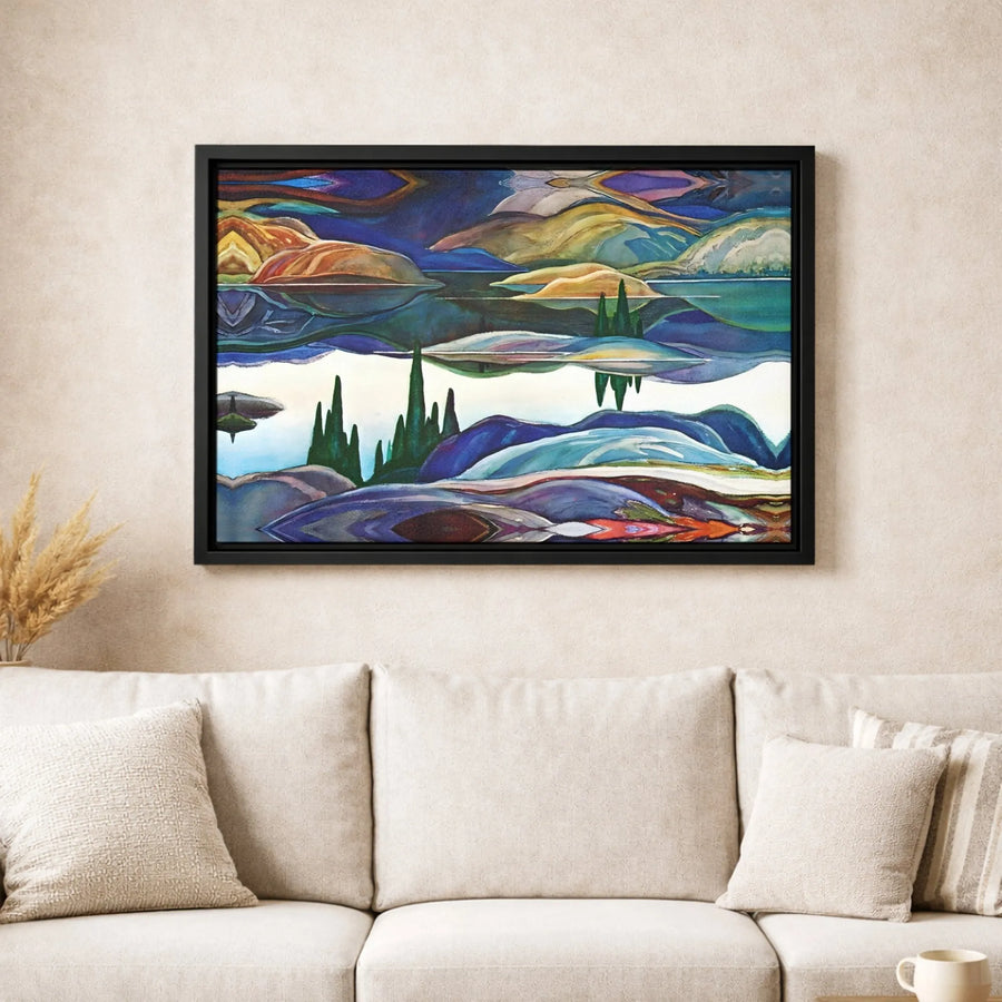Abstract Mirrored Landscape Canvas Art | Modern Surreal Rolling Hills Wall Decor | Premium Fade-Resistant Gallery Print | Statement Piece for Home Office