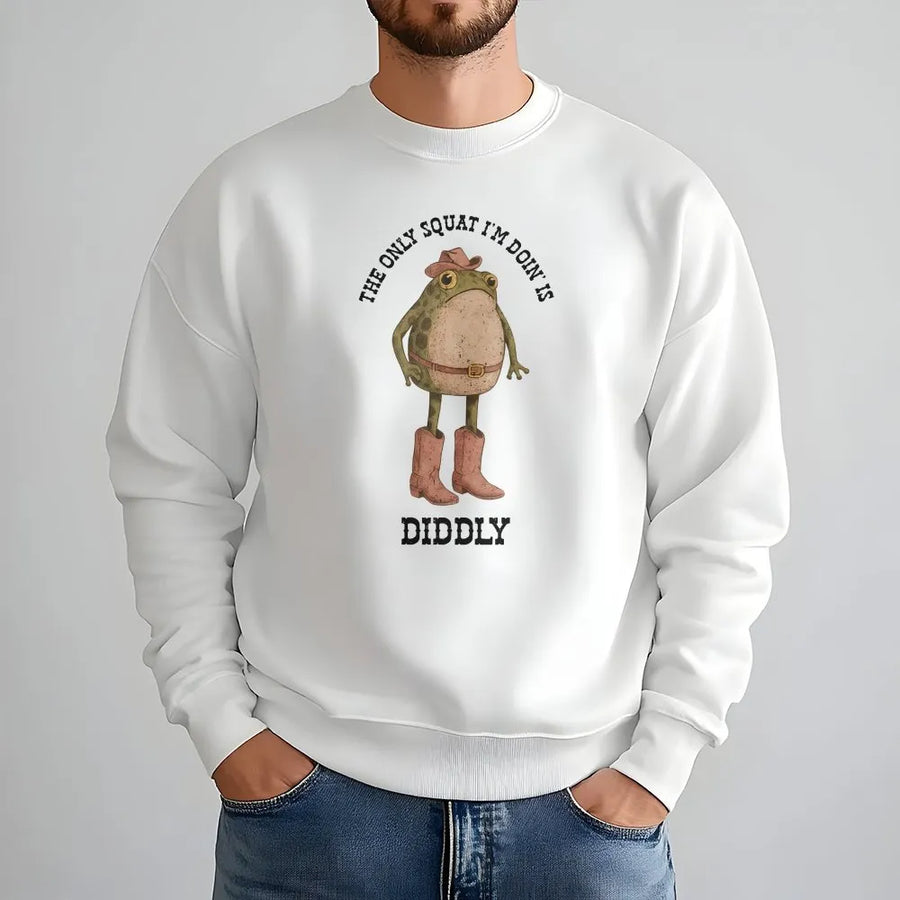 Cowboy Frog Sweatshirt | Funny Sarcastic Gym Humor Quote | Soft Unisex Pullover | Western Meme Gift for Lazy Workout Fans