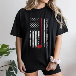 American Flag Golf T-Shirt | Distressed US Stars and Stripes Club Graphic | Premium Cotton Unisex Tee | Funny Golf Gift for Men and Women