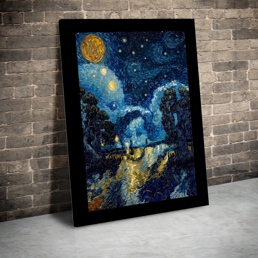 Starry Night Over the Rhône Canvas Print | Van Gogh Famous Painting Replica | Premium Framed Matte Wall Art | Collector's Gift for Art Lovers