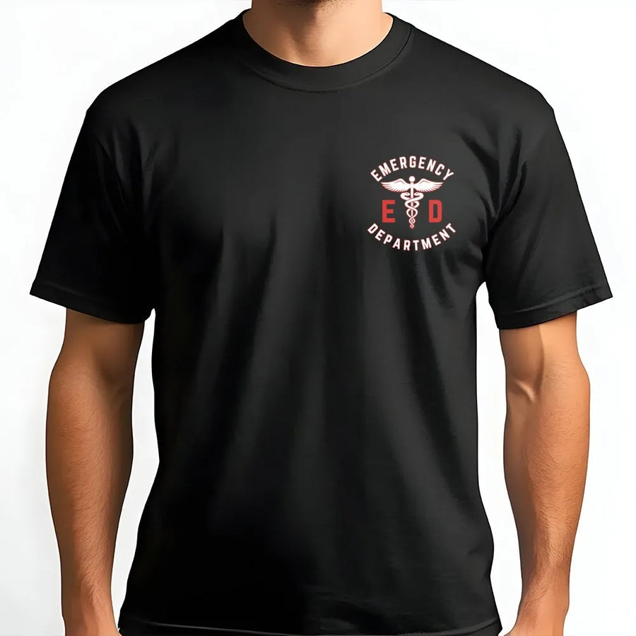 Emergency Department T-Shirt | ER Caduceus Medical Logo | Premium Cotton Blend Crewneck | Gift for ER Nurse, Doctor, Tech