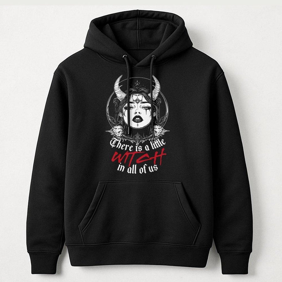 There Is A Little Witch In All Of Us Hoodie | Gothic Occult Graphic Sweatshirt | Premium Cotton-Blend Pullover | Aesthetic Witchy Gift for Women