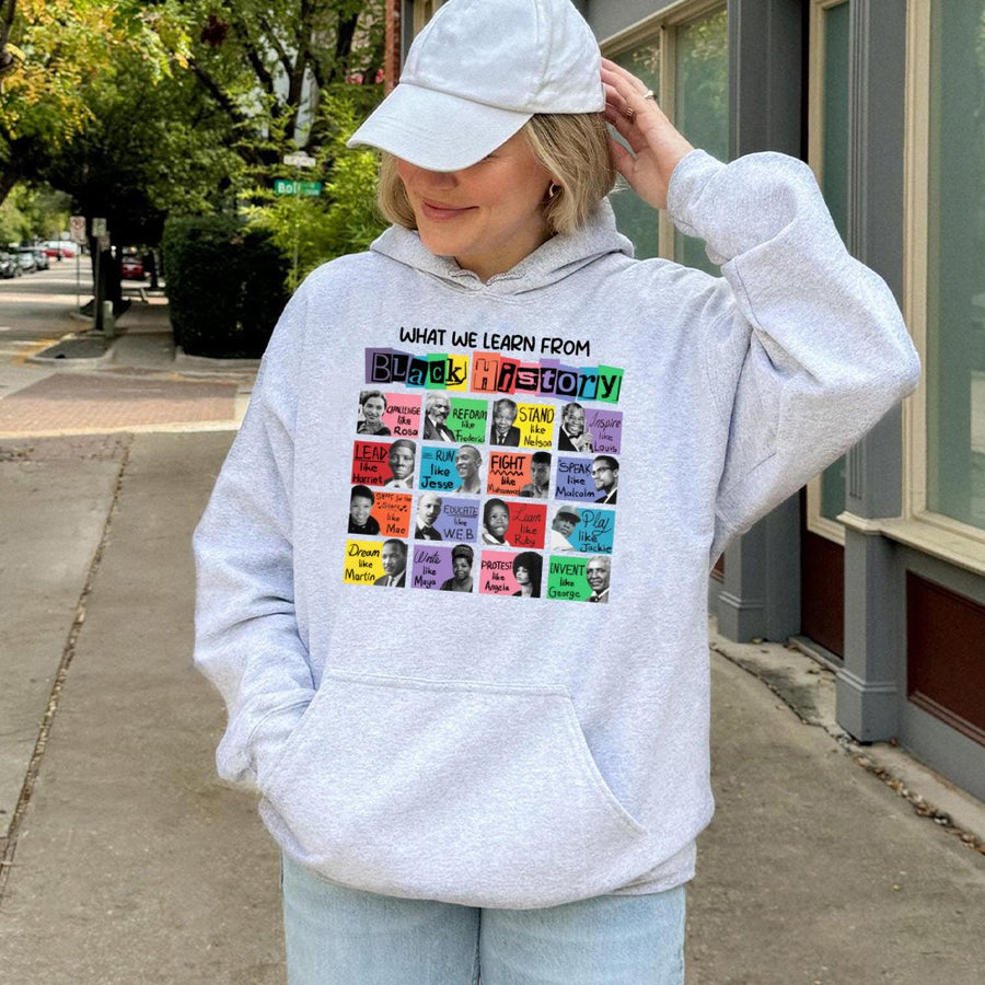 Black History Month Hoodie | Iconic Leaders Graphic Print | Cotton-Polyester Blend | Inspirational Gift for Students and Educators