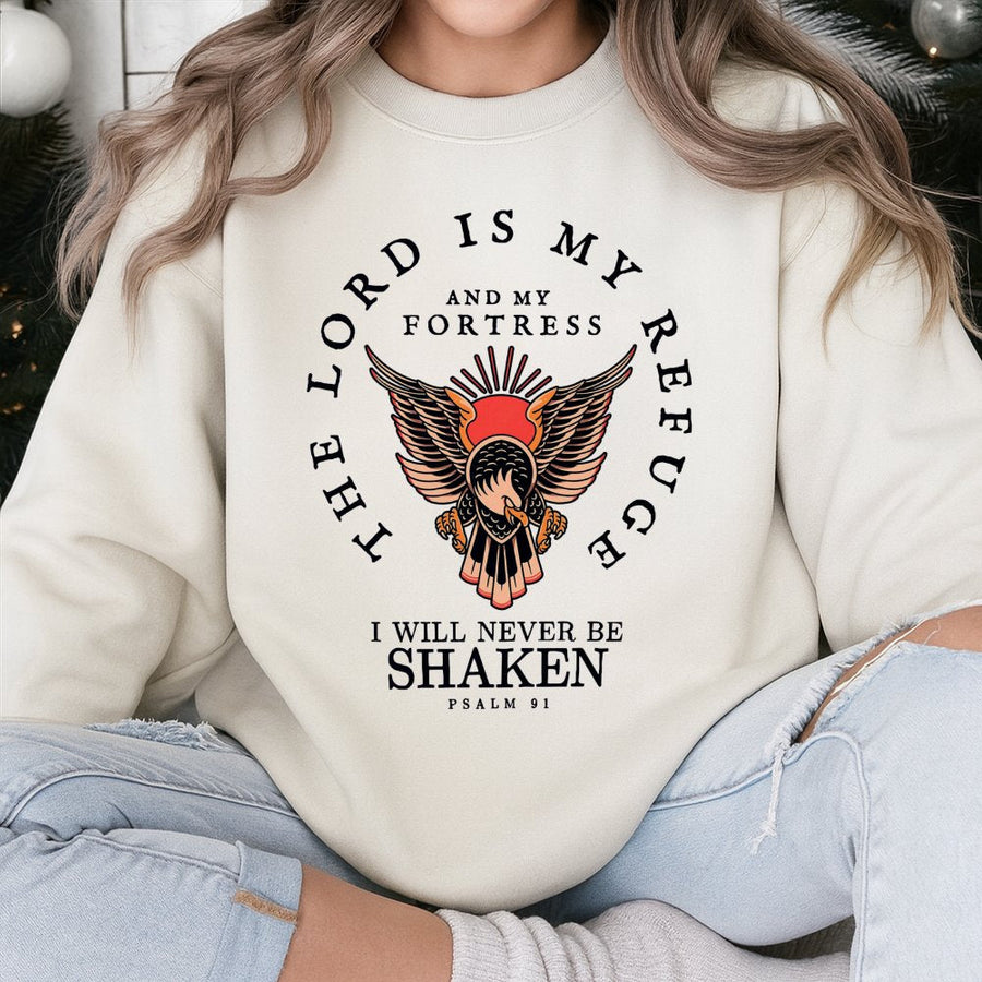 Psalm 91 Sweatshirt | Eagle Christian Faith Graphic | Premium Cotton Blend Unisex Pullover | Religious Scripture Gift for Men and Women