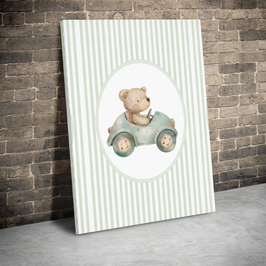 Watercolor Teddy Bear Wall Art | Cute Nursery Decor Canvas | Premium Gallery Wrapped Print | Baby Shower Gift for Boys and Girls