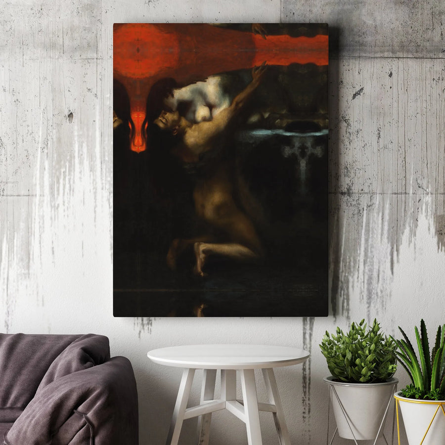 The Vampire Canvas Print by Philip Burne-Jones | Dark Gothic Victorian Wall Art | Premium 1.25-inch Thick Gallery Wrap | Moody Home Decor for Collectors
